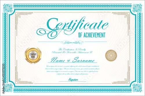 Certificate retro design template 