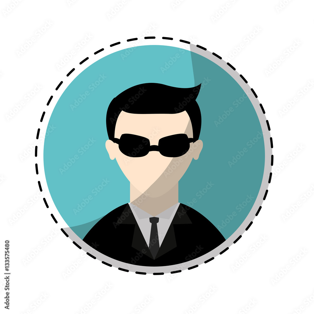 male spy pictogram icon image sticker vector illustration design 