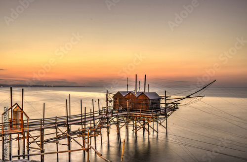 Vászonkép Trabucco al tramonto