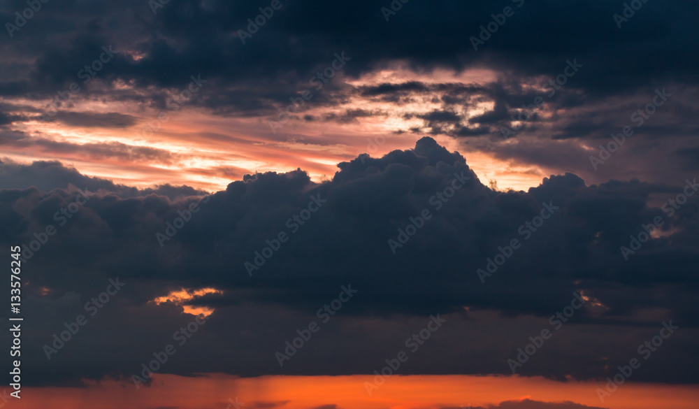 Fototapeta premium colorful dramatic sky with cloud at sunset