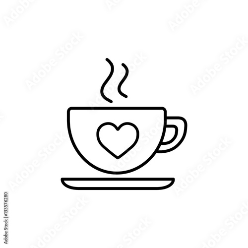 cup of coffee tea with steam line icon black on white