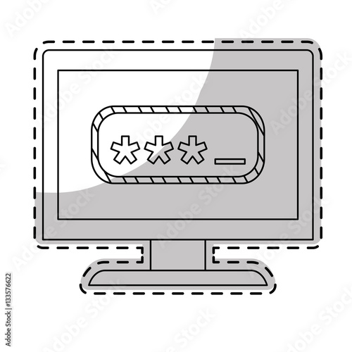 computer with login and password icon over white background. vector illustration