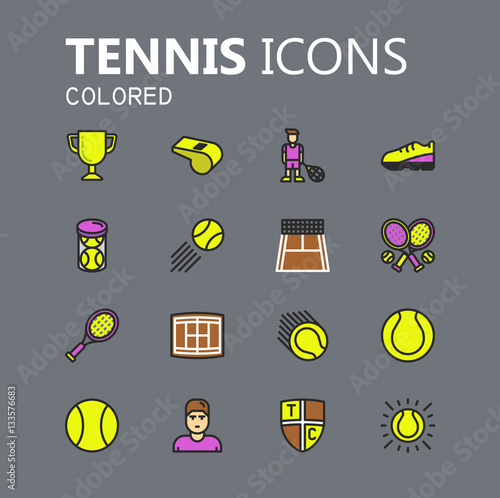 Simple modern set of tennis icons. Premium symbol collection. Vector illustration. Simple pictogram pack.