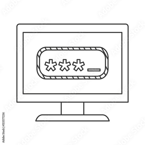 computer with login and password icon over white background. vector illustration
