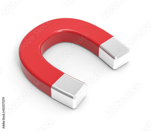 3D Isolated Red White Magnet Attraction Illustration