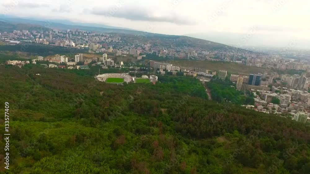 AERIAL: views of Tbilisi from the mountain AERIAL: views of Tbilisi from the mountain