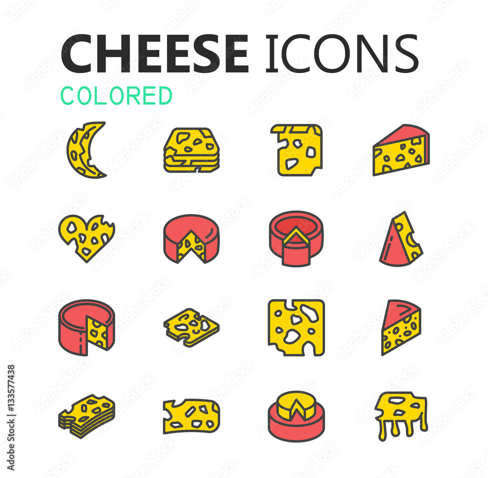 Simple modern set of cheese icons. Premium symbol collection. Vector illustration. Simple pictogram pack.