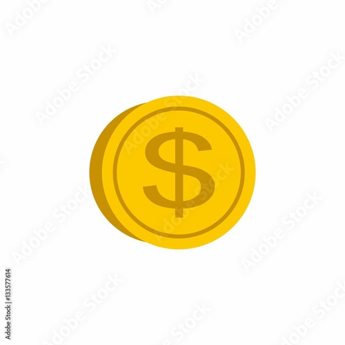 Dollar coin vector design isolated on white background.