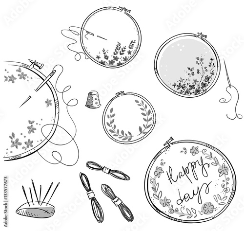 Embroidery set, vector drawing