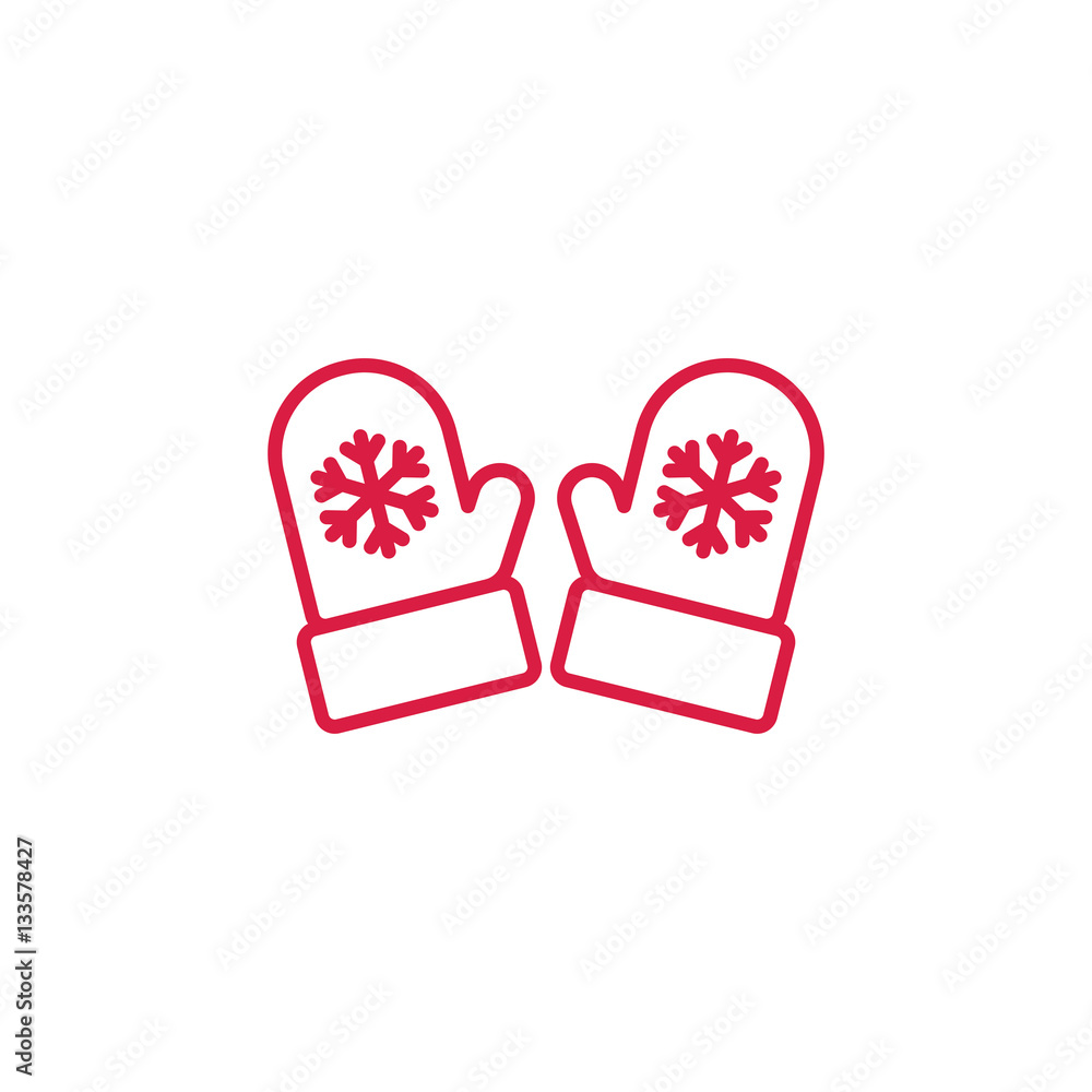 mitten mittens glove gloves pair potholder hand arm care red on white line icon mitten mittens glove gloves pair potholder hand arm care red on white line icon