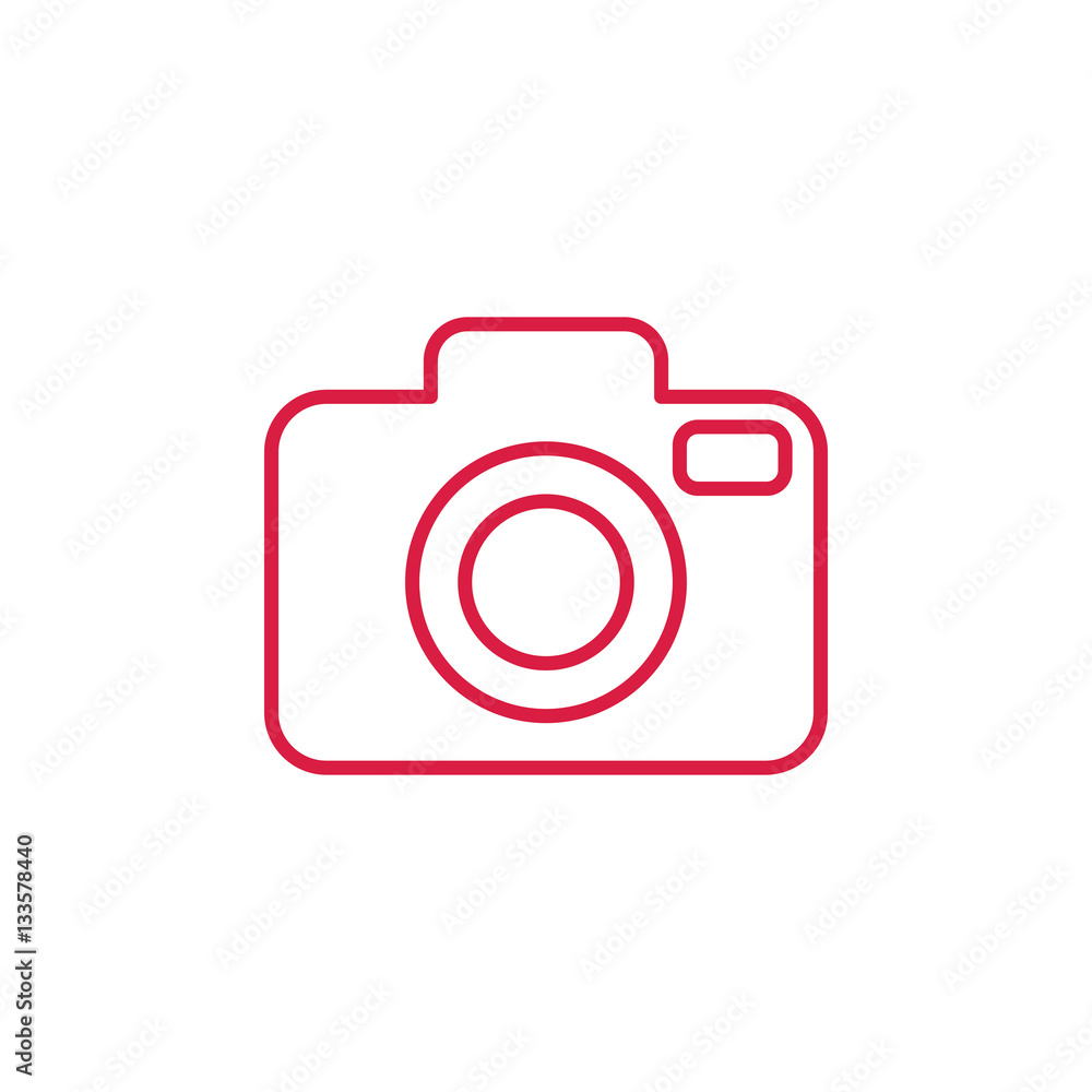 camera media photo digital red on white line icon camera media photo digital red on white line icon