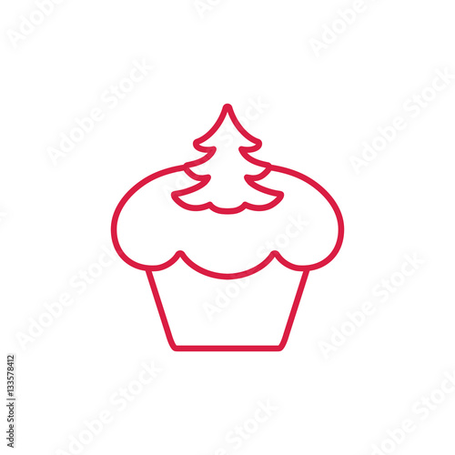 cake cupcake sweet baked biscuit dessert red on white line icon