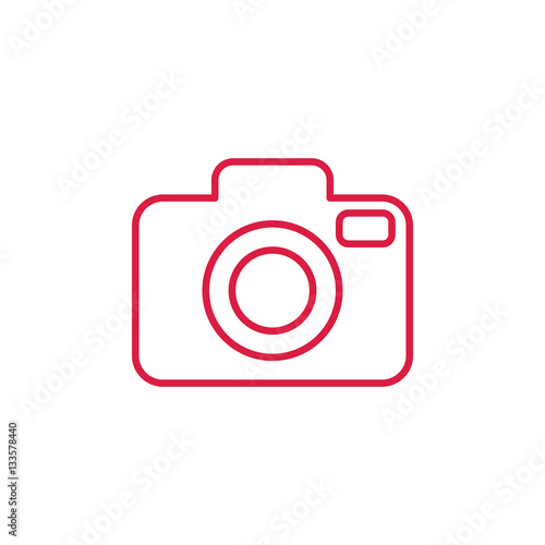 camera media photo digital red on white line icon