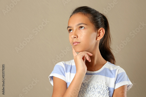 Cute pretty girl on color b...