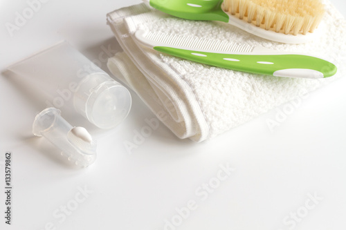 children s toothbrush oral care on white background