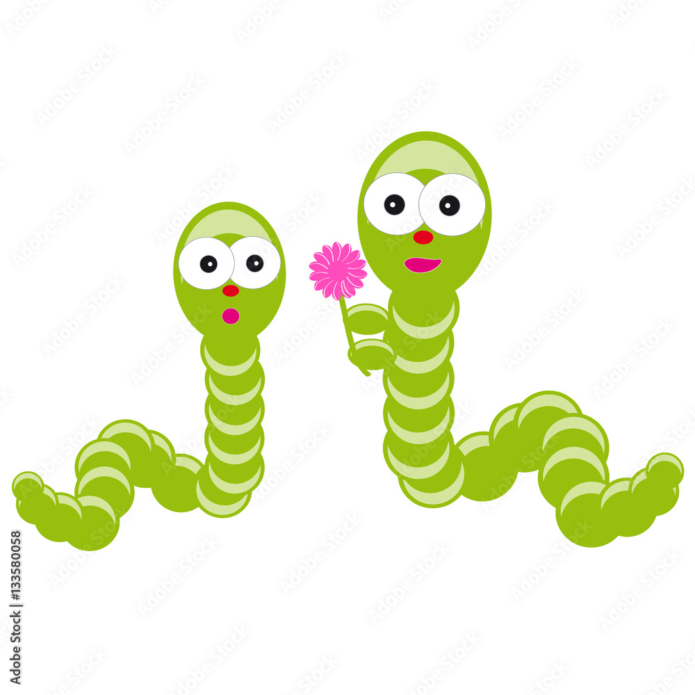 Obraz premium Worms on white background