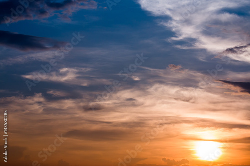 colorful dramatic sky with cloud at sunset