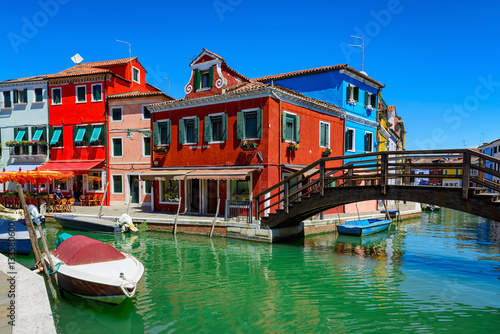 Canal and colorful buildings in Burano island, Venice, Italy