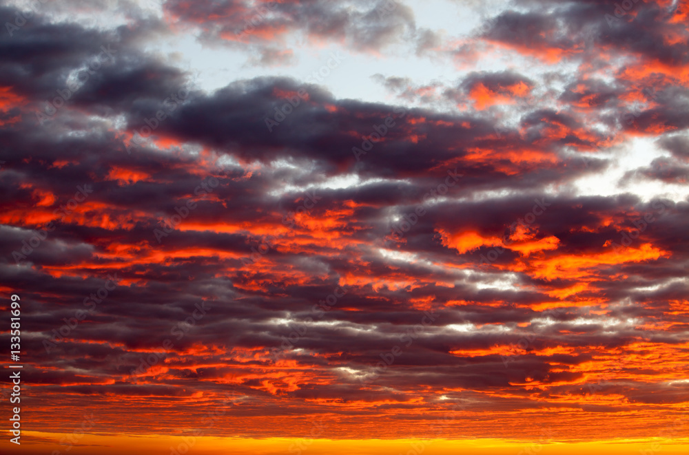 colorful dramatic sky with cloud at sunset