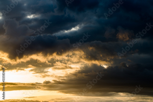 colorful dramatic sky with cloud at sunset