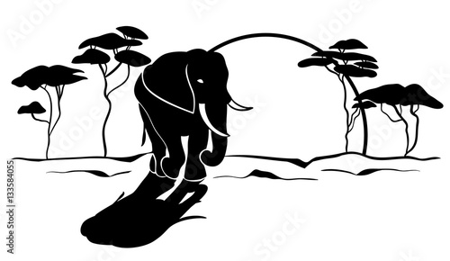 African Elephant Silhouette Vector