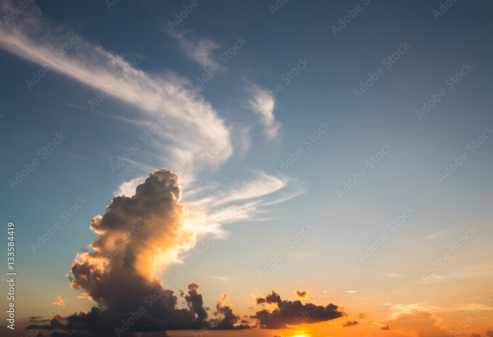 Fototapeta premium colorful dramatic sky with cloud at sunset