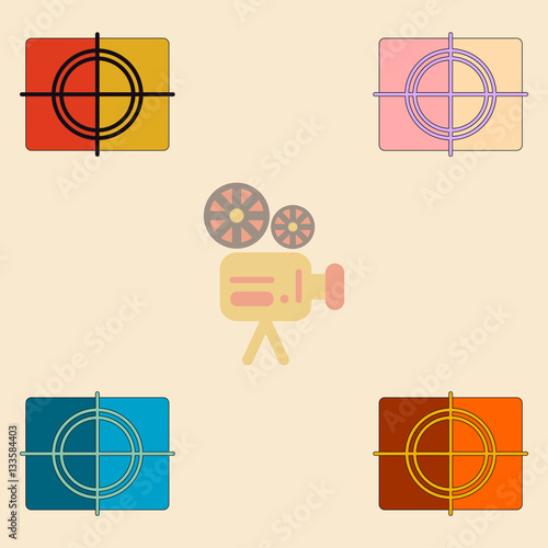 cinema film frame Vector illustration Collection in flat style movie film strip and focusing screen