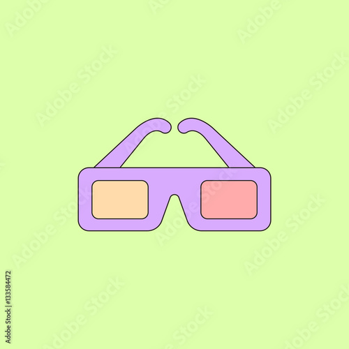 cinema spectacles Vector illustration in flat style 3d movie glasses