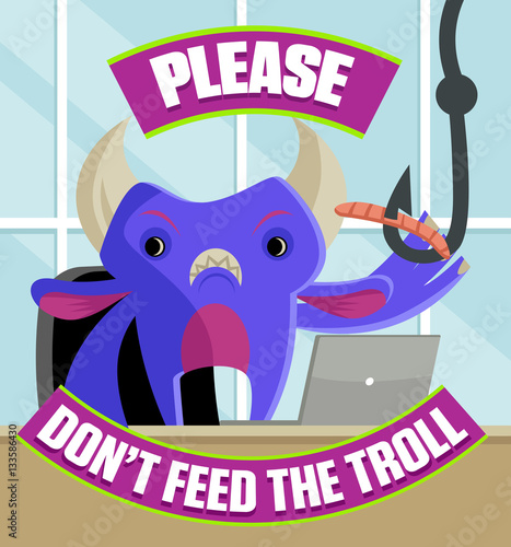 horned troll eating from a bait