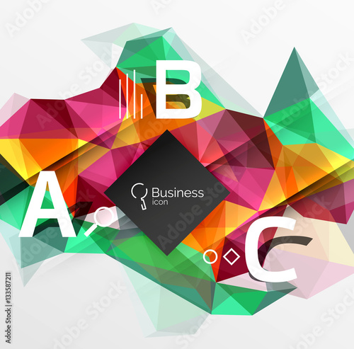 Mosaic low poly abstract background with infographics