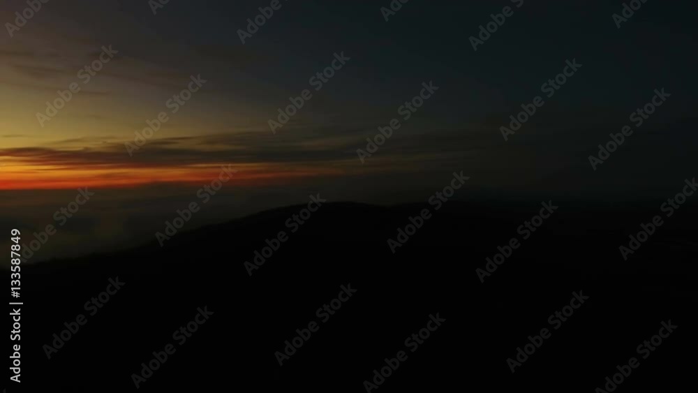 Aerial view over a sea of fog at dusk Aerial view over a sea of fog at dusk