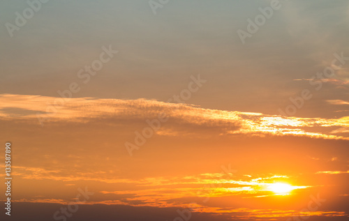 colorful dramatic sky with cloud at sunset