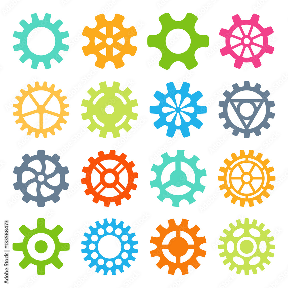 Gear icons isolated vector illustration. Gear icons isolated vector illustration.