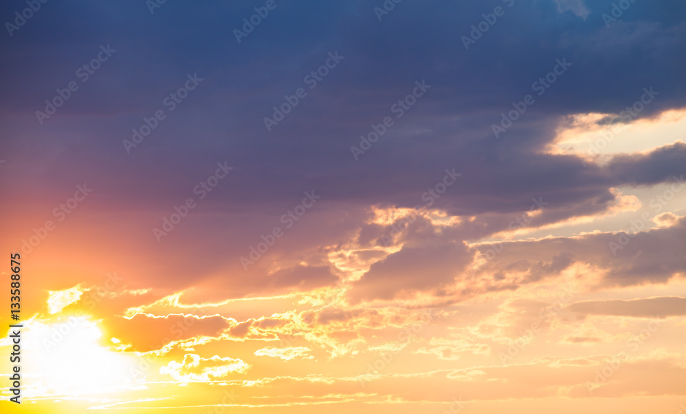 Fototapeta premium colorful dramatic sky with cloud at sunset