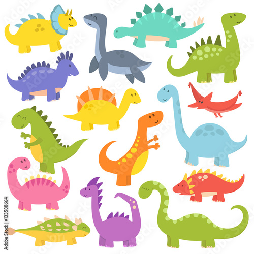 Cartoon cute dinosaurs vector.