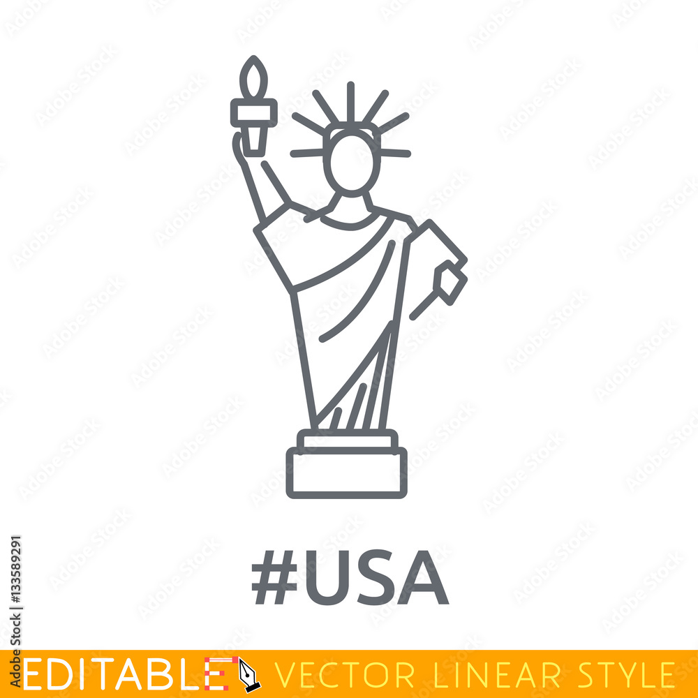 USA. The Statue of Liberty. Editable line icon. Stock vector illustration. USA. The Statue of Liberty. Editable line icon. Stock vector illustration.