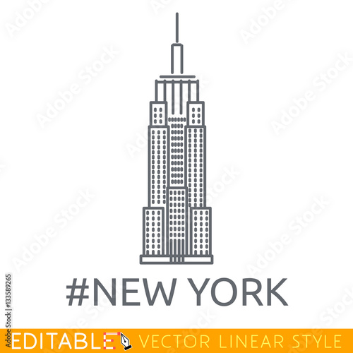New York City Empire State Building. Editable line icon. Stock vector illustration.