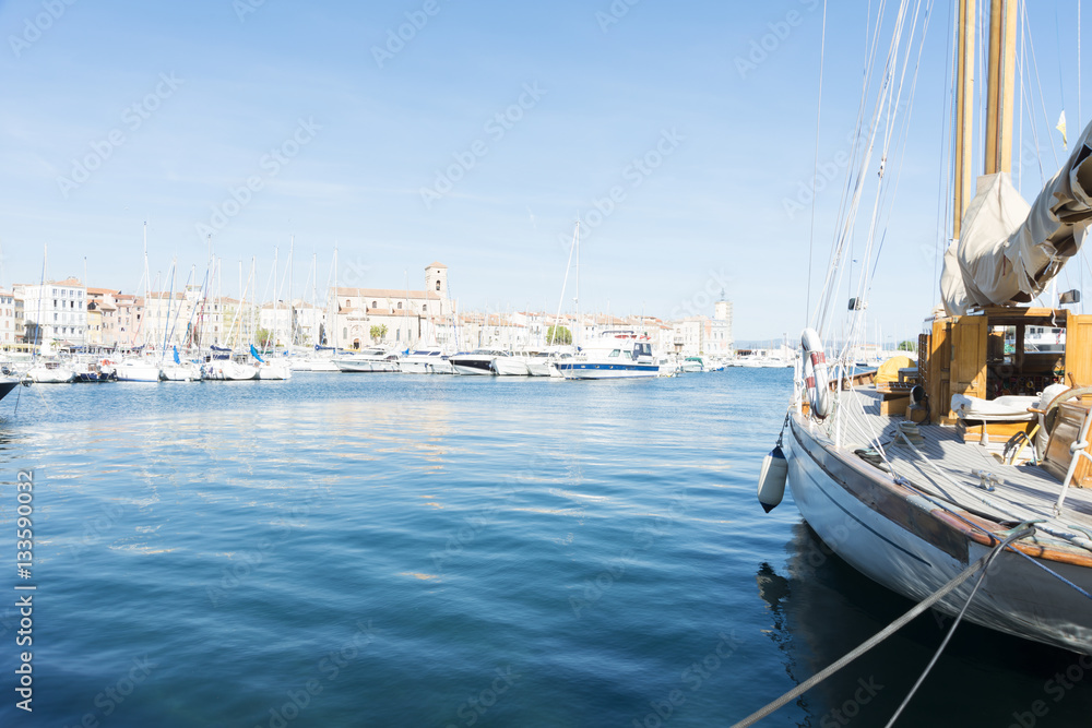 Fototapeta premium La Ciotat harbour Bright summer midday sun.