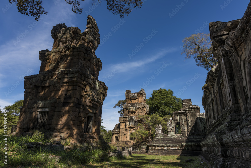 Temple near Angkor Wat with nice blue sky Temple near Angkor Wat with nice blue sky