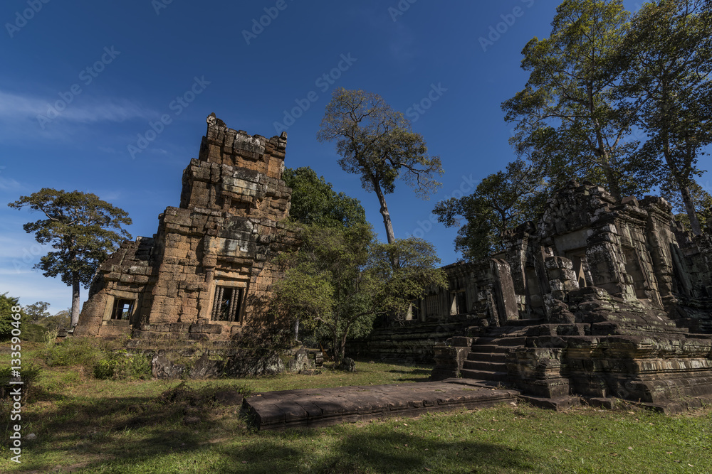 Temple near Angkor Wat with nice blue sky