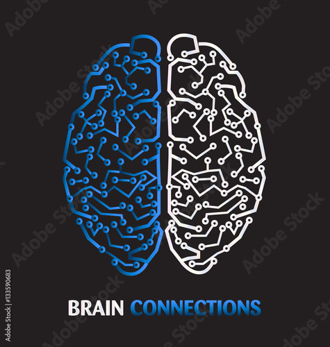 Logo brain connections technology vector