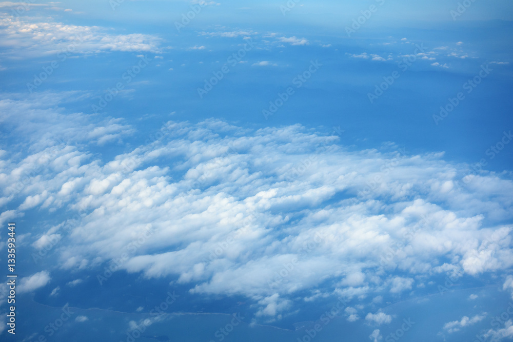 cloudy sky and blue clear sky clouds background,aerial top view