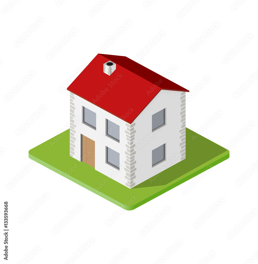 Isometric 3d private house real estate decorative icons. Architecture agency, property and home. Isolated cartoon illustration of building symbol for web Isometric 3d private house real estate decorative icons. Architecture agency, property and home. Isolated cartoon illustration of building symbol for web