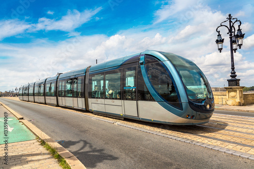 Modern city tram in Bordeaux