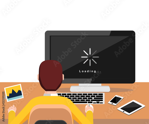 Loading process status. Loading process on computer. Waiting loading process. Modern flat design for Web Banner , Website Element , Brochures, or Book cover