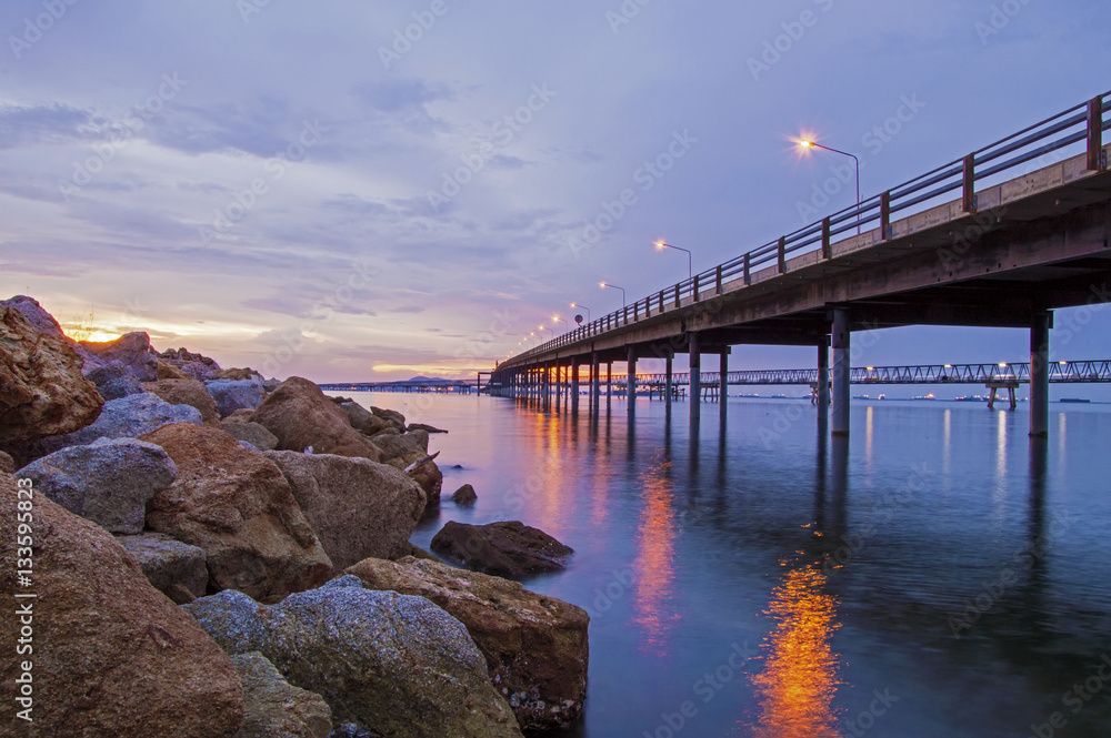 Twilight view of the bridge