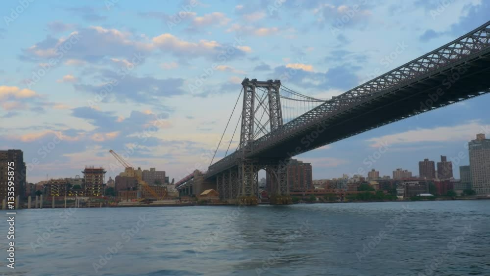 New York Williamsburg Bridge Sailing From Below 4k New York Williamsburg Bridge Sailing From Below 4k