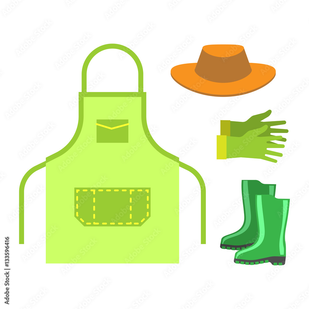 Garden apron and rubber boots isolated vector. Garden apron and rubber boots isolated vector.