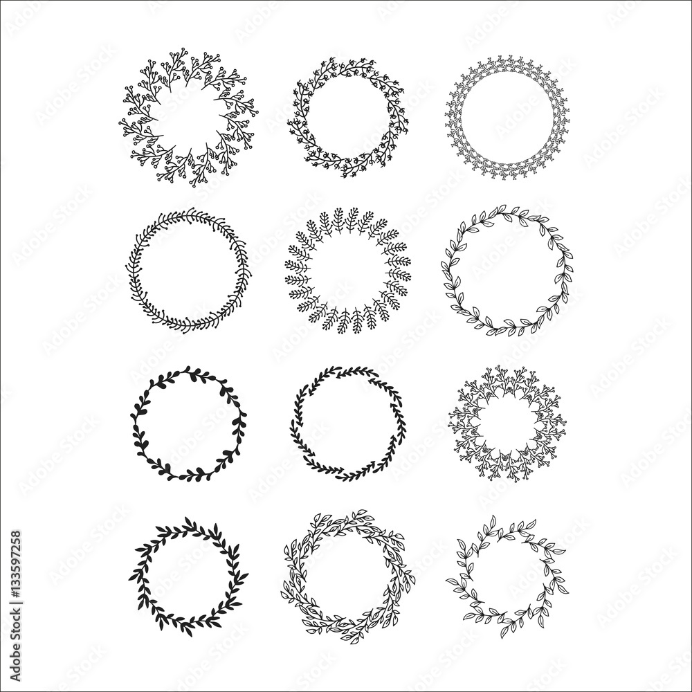 Floral wreath decoration vector.