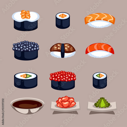 Sushi food vector illustration.